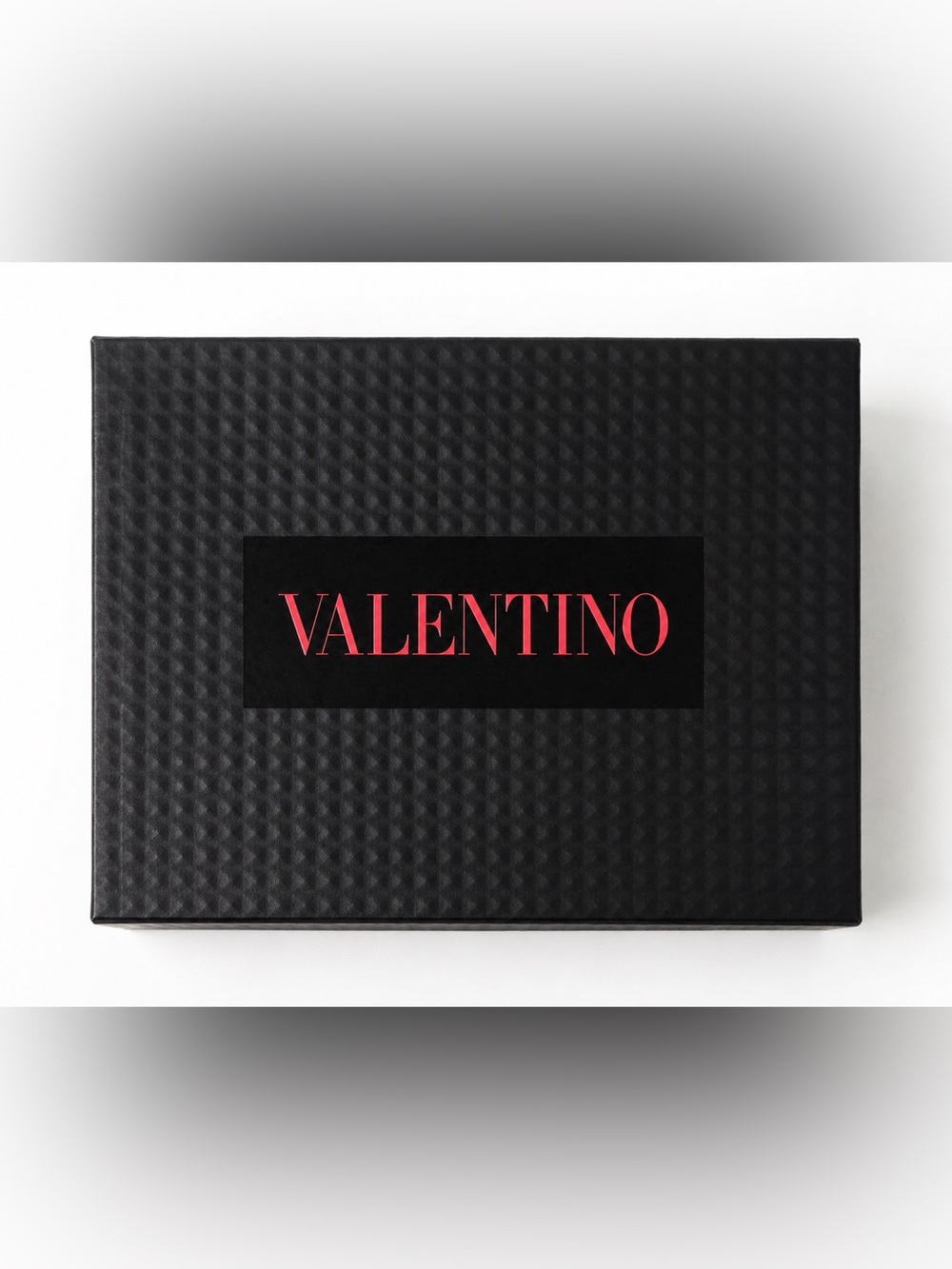 Valentino Empty Gift Box Black Red Logo Luxury Designer Packaging 9.5” x 7”